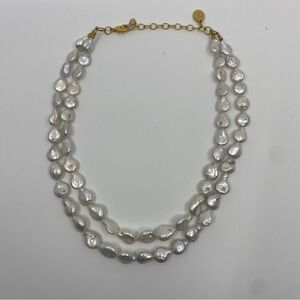 Susan Shaw Flat White freshwater Pearl Choker multi strand Wrap Necklace